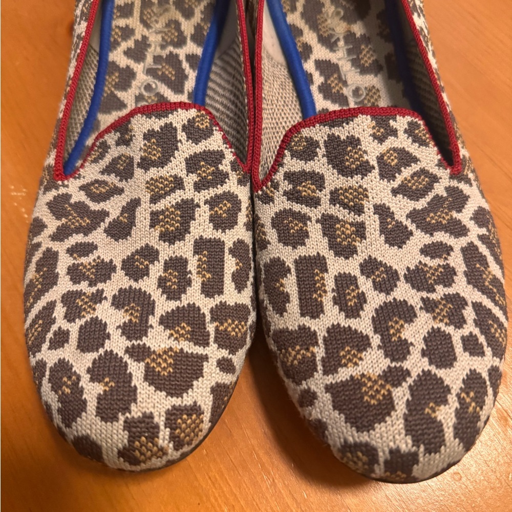 Rothy's Leopard Print Flats with Red Trim